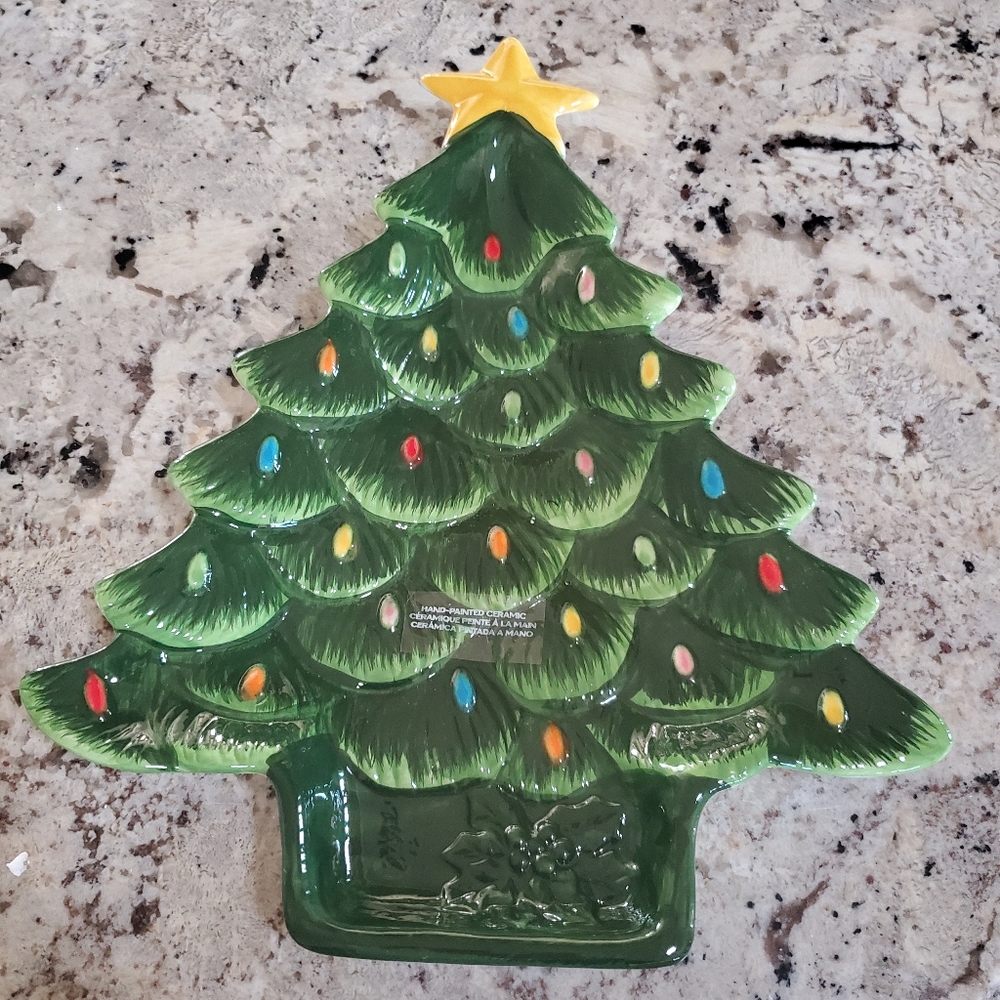 Nostalgic Christmas Tree Serving Platter-NWT
